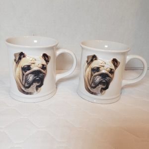 2 English Bulldog 3D Coffee Tea Mugs Cup Y2K Xpres Best Friends Barbara Augello
